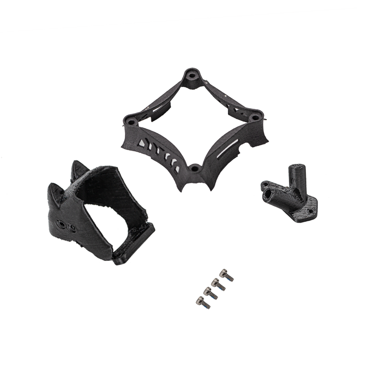 Angled view of canopy, camera mount frame and antenna holder with four screws included