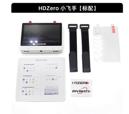 The HDZero Monitor is a 4.3", 800-nit FPV field monitor with auto switch, HDMI out, DVR, XT30 2-6S input, and includes accessories.