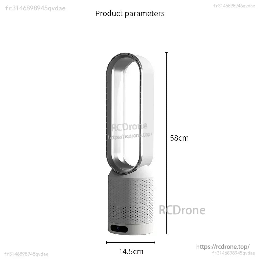 Bladeless electric tower fan dimensions: 58 cm height and 14.5 cm base width