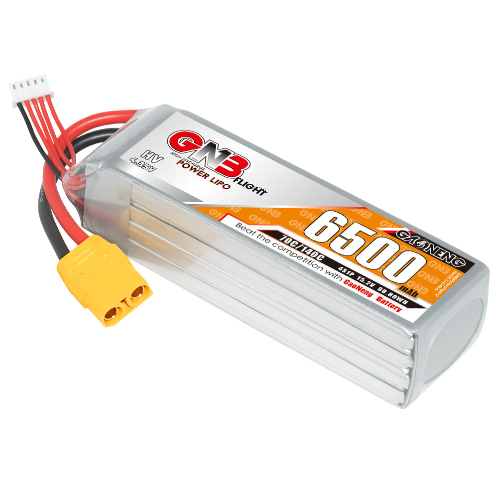 GAONENG GNB HV 4S 15.2V 6500mAh 70C LiPo battery with XT90 connector and balance lead