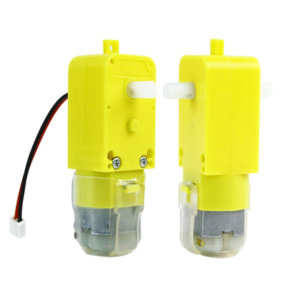 Yahboom TT DC gear reduction motor 6V with dual shaft and XH2.54 2-pin plug, front and rear views