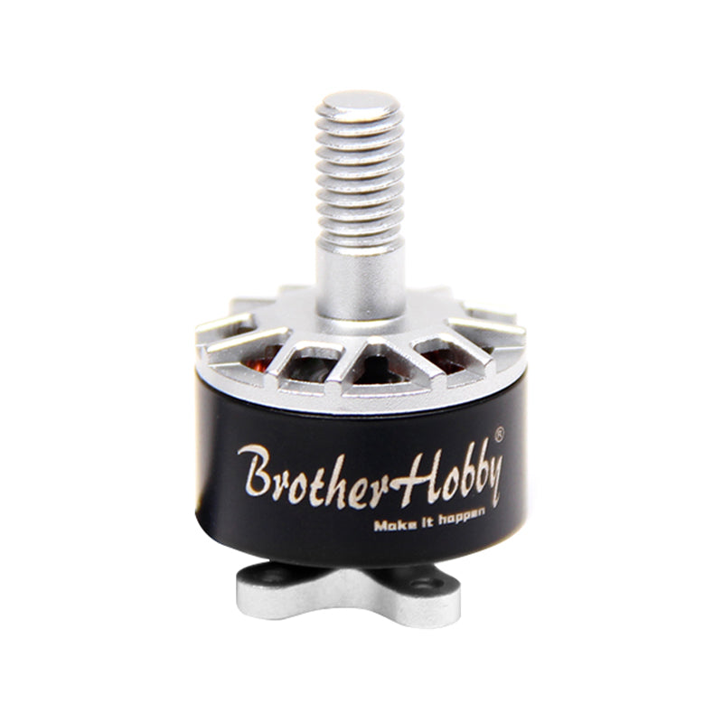 BrotherHobby Tornado T2 1407 CW Brushless Motor, BrotherHobby Tornado T2 1407 brushless drone motor with threaded shaft, silver top and black branded can