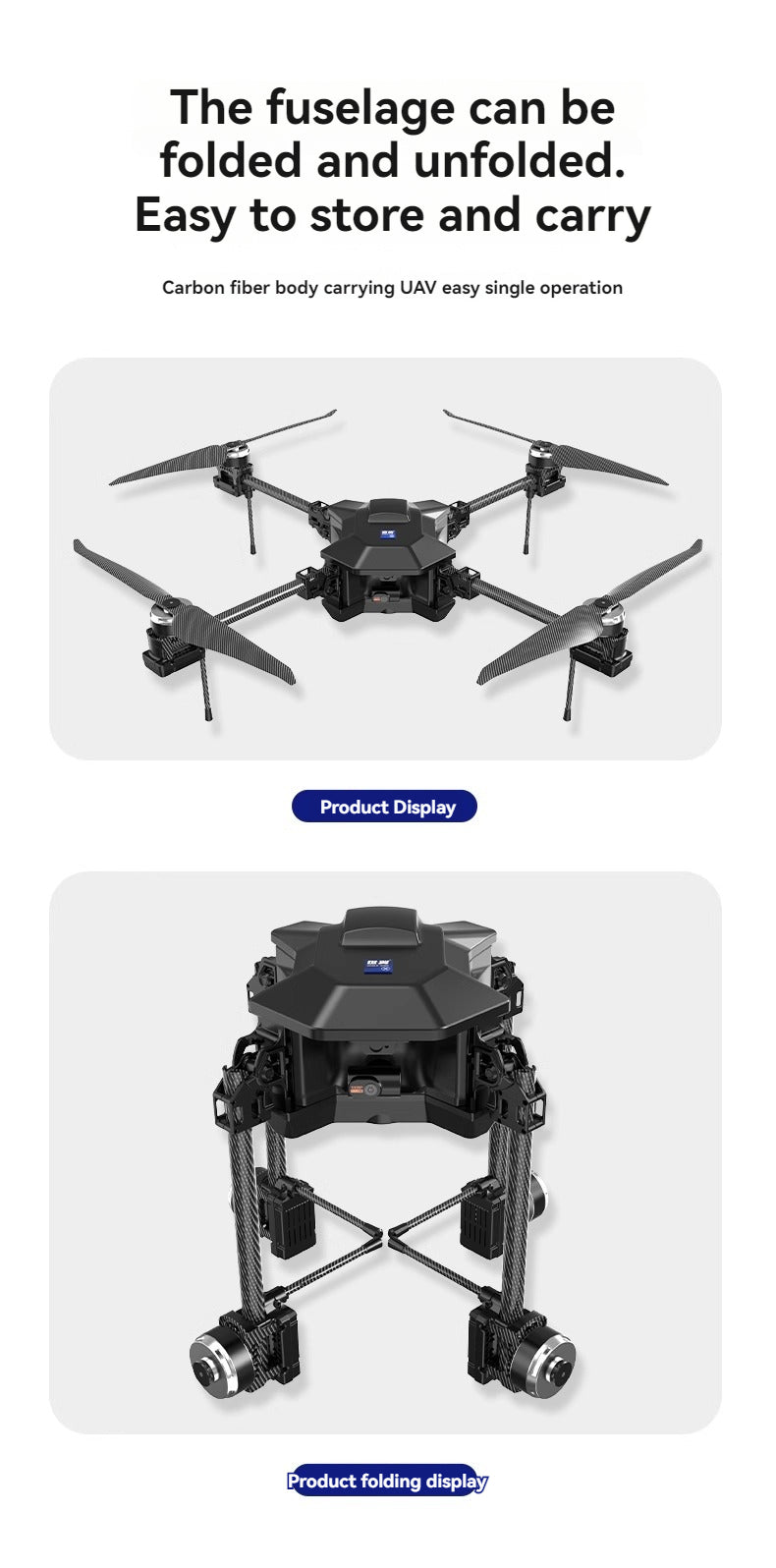 RCDrone SY800 Heavy Lift Drone - 2KG - 10KG Payload 10KM Distance 1080P 2K 3 Axis Camera GPS Cargo Resume Industrial Drone With Thrower LoudSpeaker Lighting 25 RCDrone, the fuselage can be folded and unfolded . Carbon fiber body carrying UAV easy