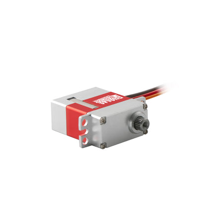 Flashhobby FH-2142 micro servo with metal case, mounting tabs, and 3-wire lead and spline output shaft