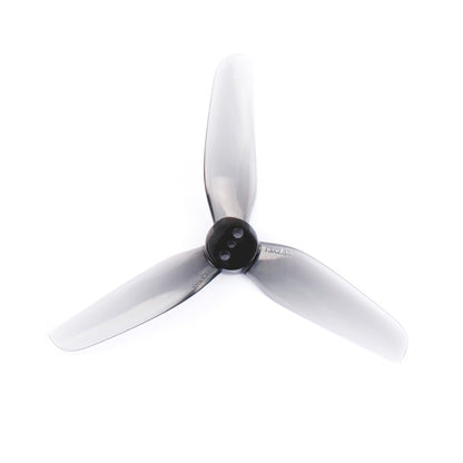 HQ Durable Prop T3x2.5x3 grey 3-inch tri-blade polycarbonate propeller, single rotor close-up