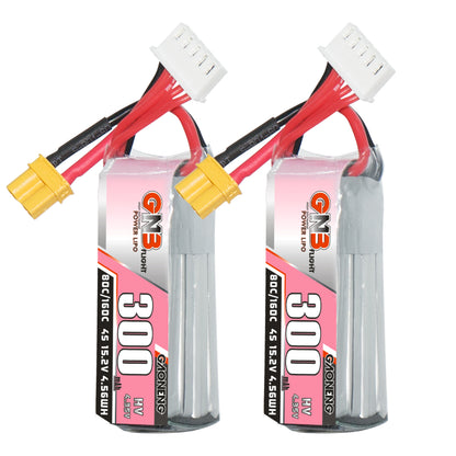 GAONENG GNB300 4S 15.2V 300mAh 80C LiHV LiPo batteries with XT30 plug and balance lead (2 pack)