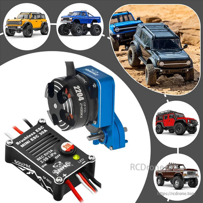 2204 2400KV Brushless Outrunner Motor with Transmission Mount and 30A ESC for SCX24 1/24 RC Crawler Truck Car