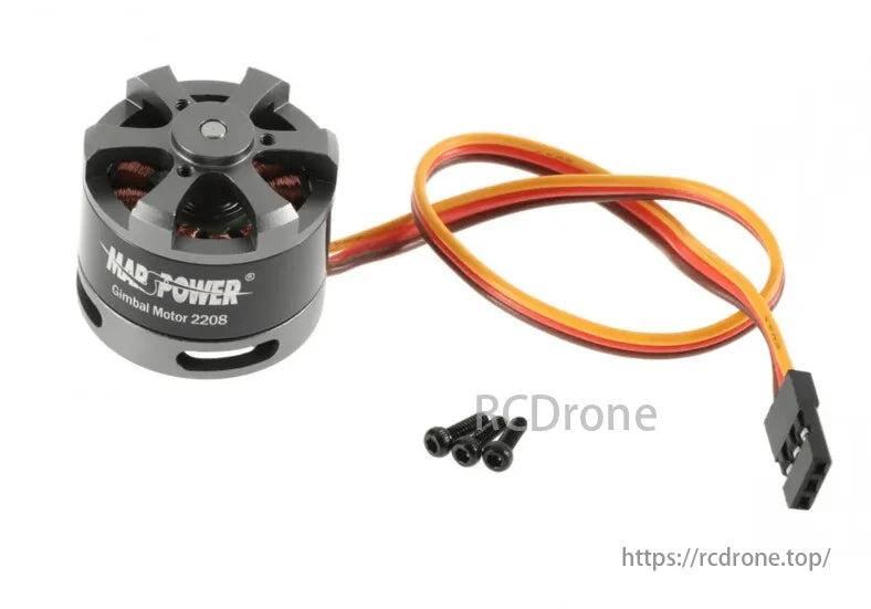 2208 80T RC Brushless Gimbal Motor, Brushless gimbal motor for cameras up to 200g, suitable for GoPro, CNC mounts, and custom gimbals.