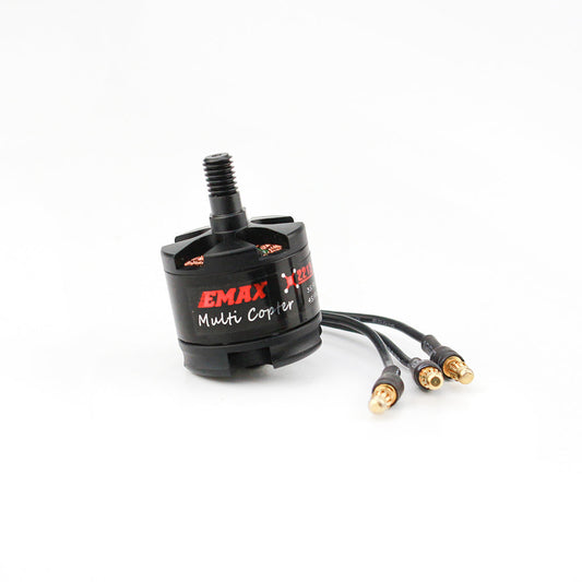 EMAX MT2213 935KV multicopter brushless motor with three bullet connector leads, angled view