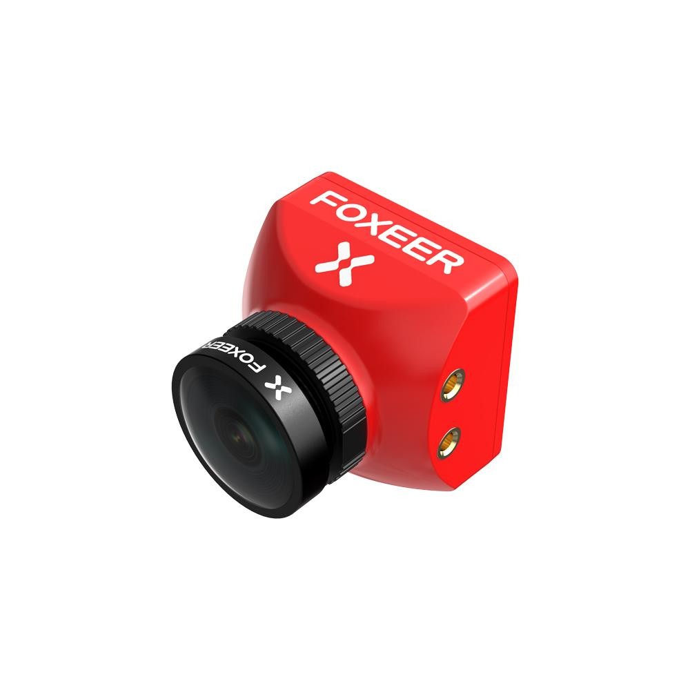 Foxeer Mini Toothless 2 FPV camera in red housing with black wide-angle lens and side mounting holes