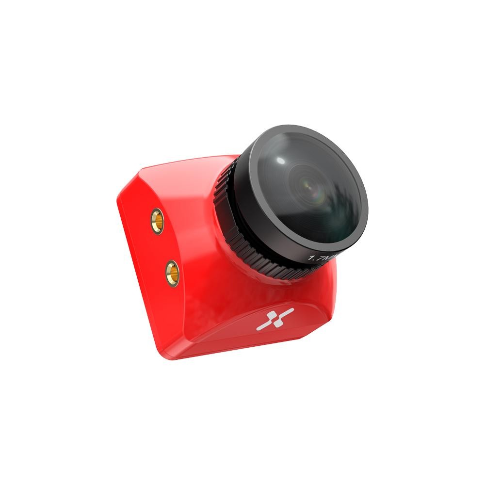 Foxeer Mini Toothless 2 FPV camera in red housing with wide-angle lens and side mounting holes