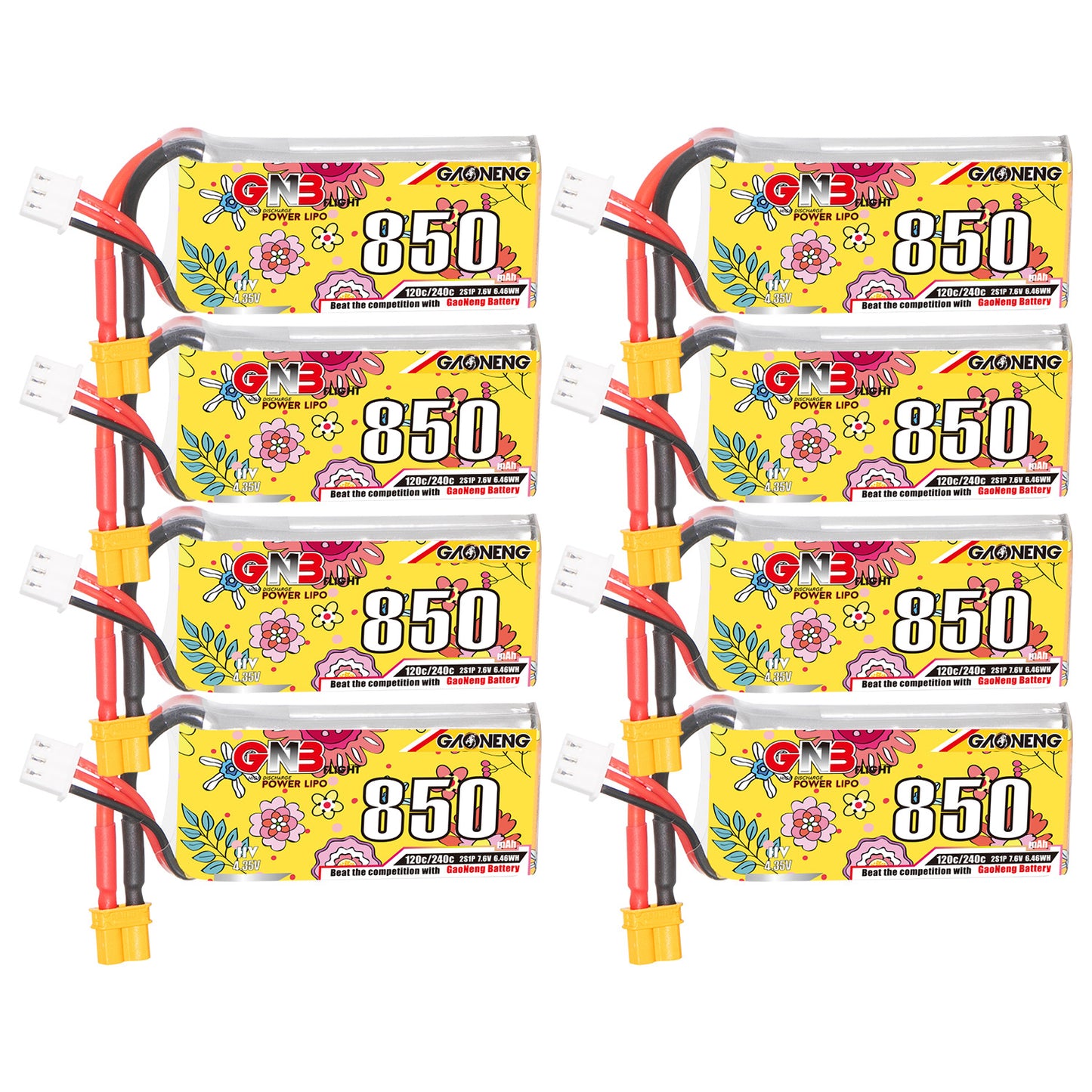 GAONENG GNB LiHV 2S 7.6V 850mAh 120C XT30 LiPo Battery