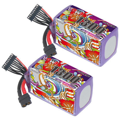 GAONENG GNB LiHV 8S 1300mAh 120C XT60 battery pack shown in pair, floral shrink wrap