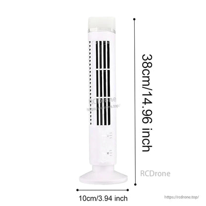 White tower fan size chart showing 38 cm (14.96 in) height and 10 cm (3.94 in) base