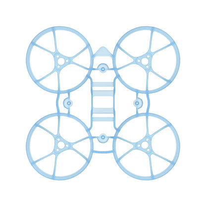Air65 brushless whoop frame in light blue, top view of 65mm ducted frame layout