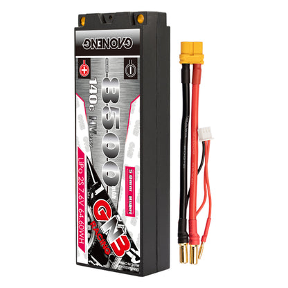 GNB 2S LiHV 7.6V 8500mAh 140C hard case LiPo battery with 5mm bullet leads and balance plug