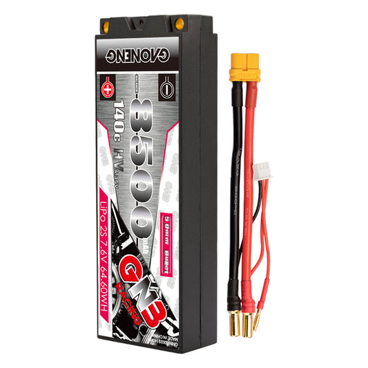 GNB 2S LiHV 7.6V 8500mAh 140C hard case LiPo battery with 5mm bullet leads and balance plug