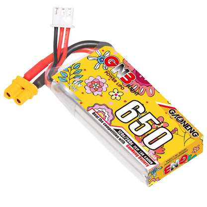 GAONENG GNB6502S120AHV LiHV 2S 7.6V 650mAh 120C battery with XT30 connector, close-up