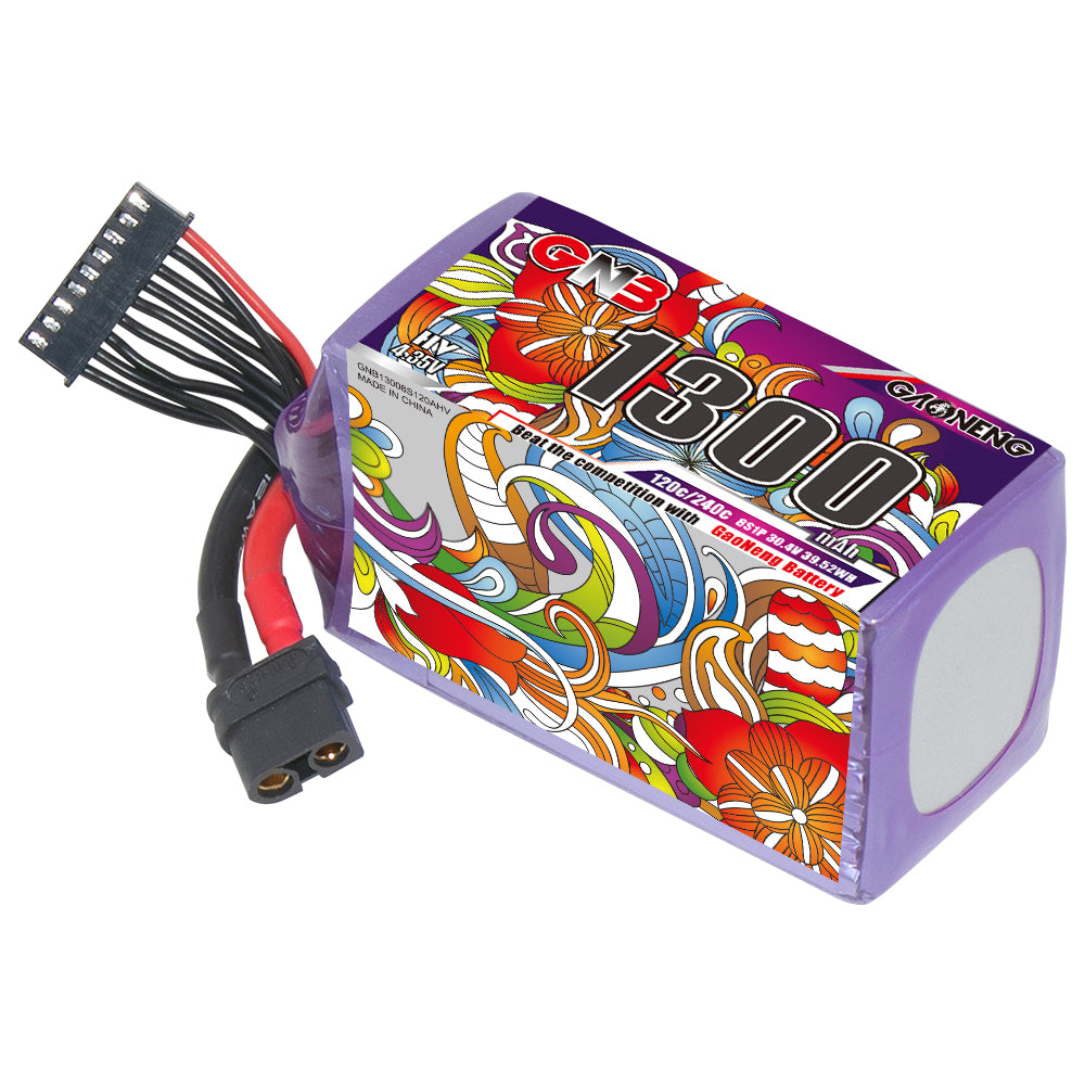 Single GNB 8S 1300mAh LiHV LiPo battery with XT60 lead and 8S balance connector
