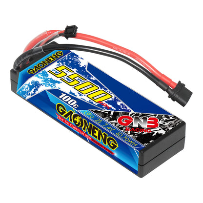 GAONENG GNB 2S 7.4V 5500mAh 100C hard case LiPo battery with XT60 plug and balance lead