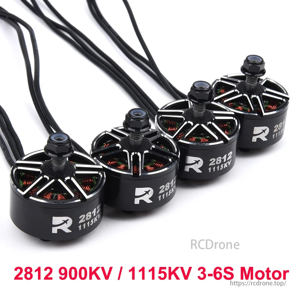2812 900KV 1115KV 3-6S Brushless Motor, 2812 900KV/1115KV 3-6S brushless motor features a black design with red coils, offering high performance for various drone applications.