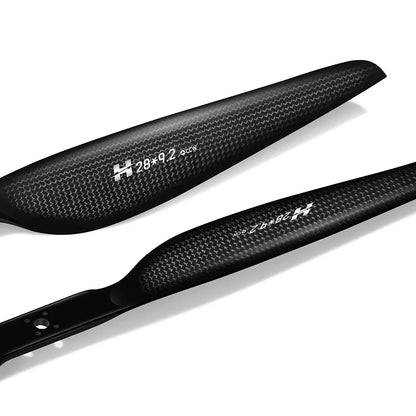 Hobbywing CF 2892 Propeller, Hobbywing CF 28x9.2 carbon fiber propeller blades with CCW marking and glossy woven finish