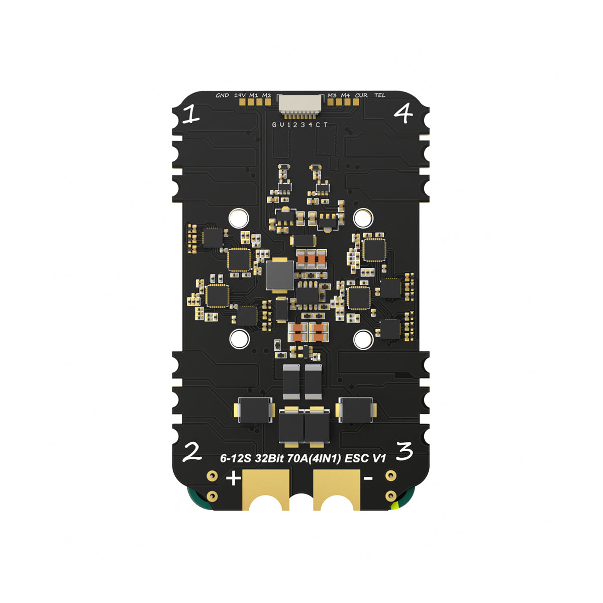 BrotherHobby Returner 6-12S 32-bit 70A 4-in-1 ESC V1 board with labeled motor pads and 30.5mm mount holes