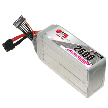 Angled perspective of LiPo battery highlighting ribbed casing, label panel, and attached leads