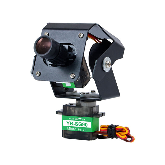 2 DOF camera PTZ platform with USB camera module and YB-SG90 9g micro servo, front view