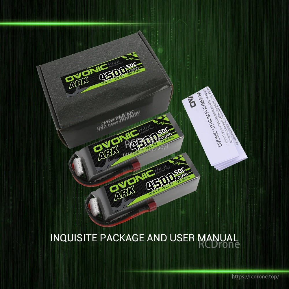 Boxed set with 2 Ovonic ARK 6S 4500mAh packs and included user manual