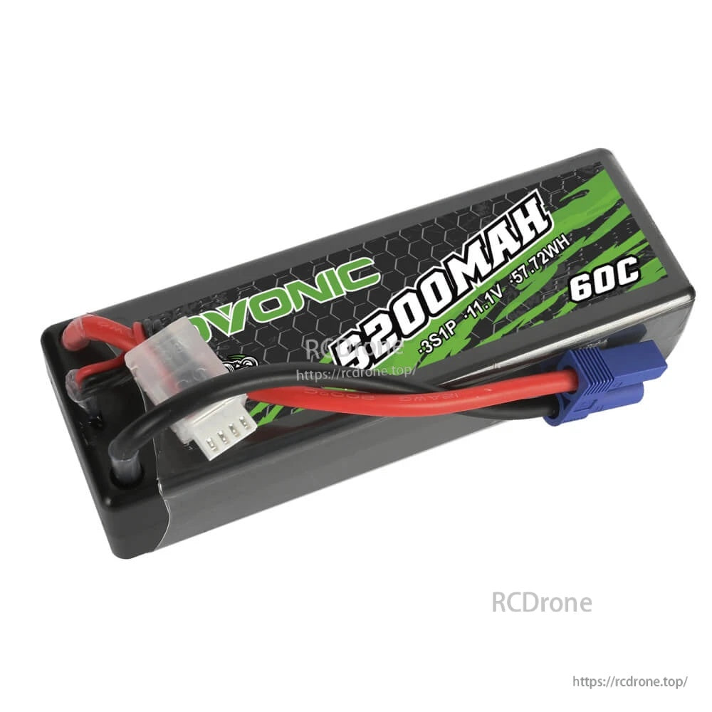 Ovonic Rebel 3S 5200mAh 11.1V 60C hardcase LiPo battery with EC5 plug and balance lead