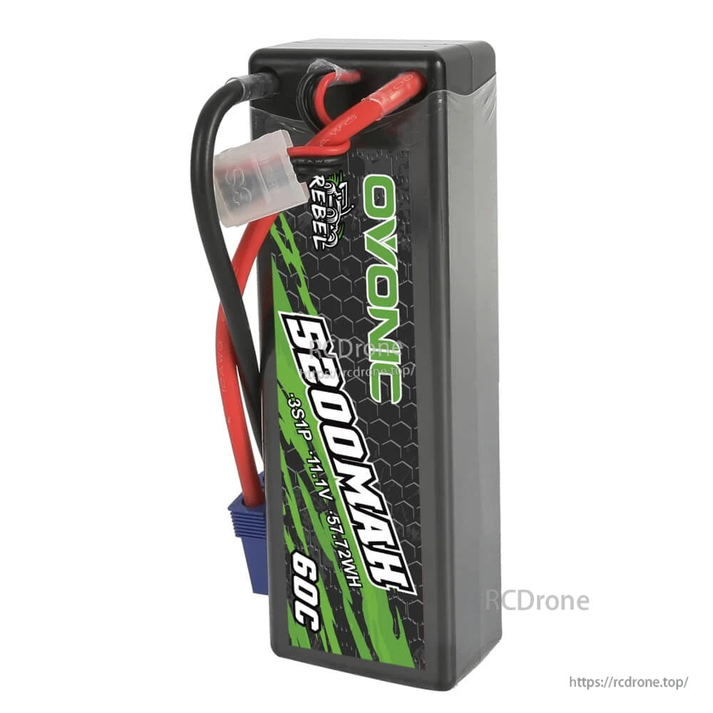 Side profile of Ovonic Rebel hardcase LiPo battery, 3S1P 11.1V 57.72Wh, 60C label visible