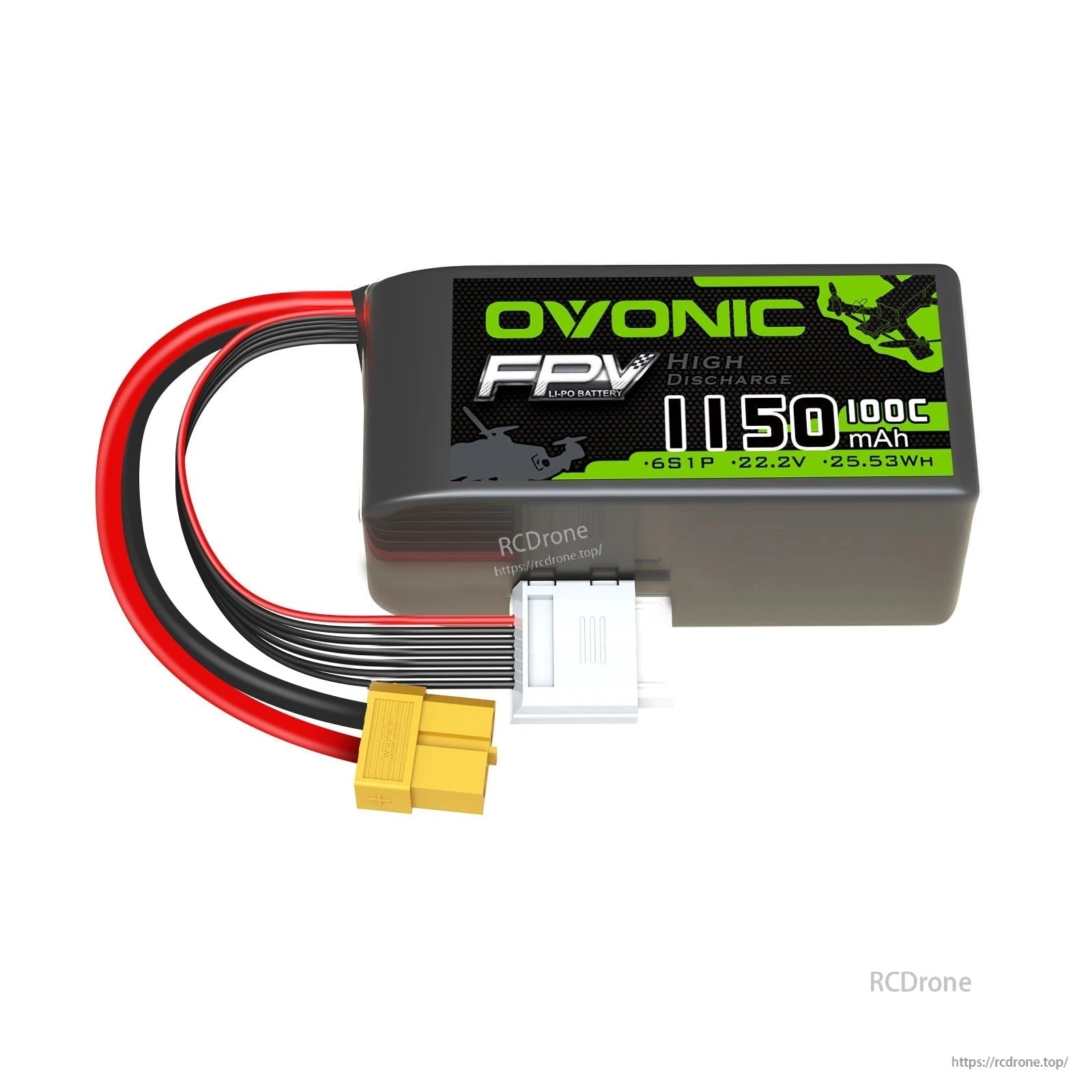 Ovonic FPV 6S 1150mAh 22.2V 100C LiPo battery with XT60 plug and JST-XH balance connector