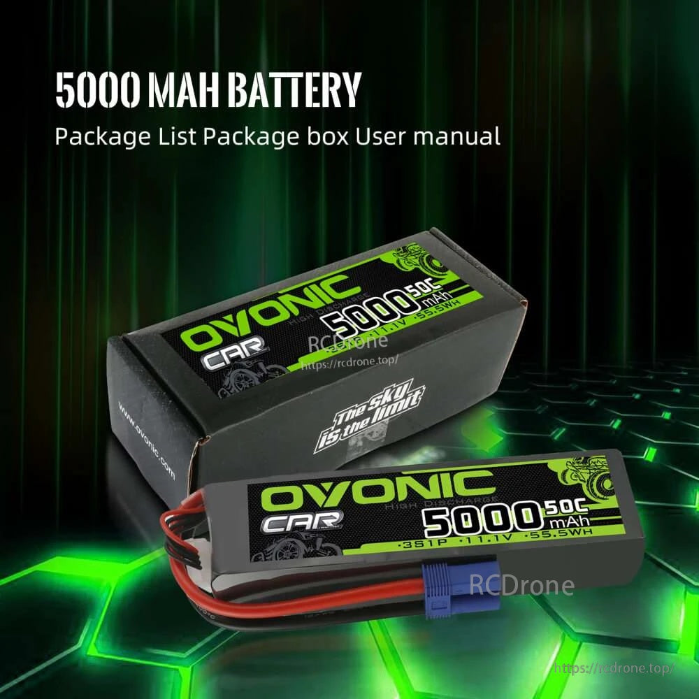 Ovonic 5000mAh LiPo battery with retail box and user manual included
