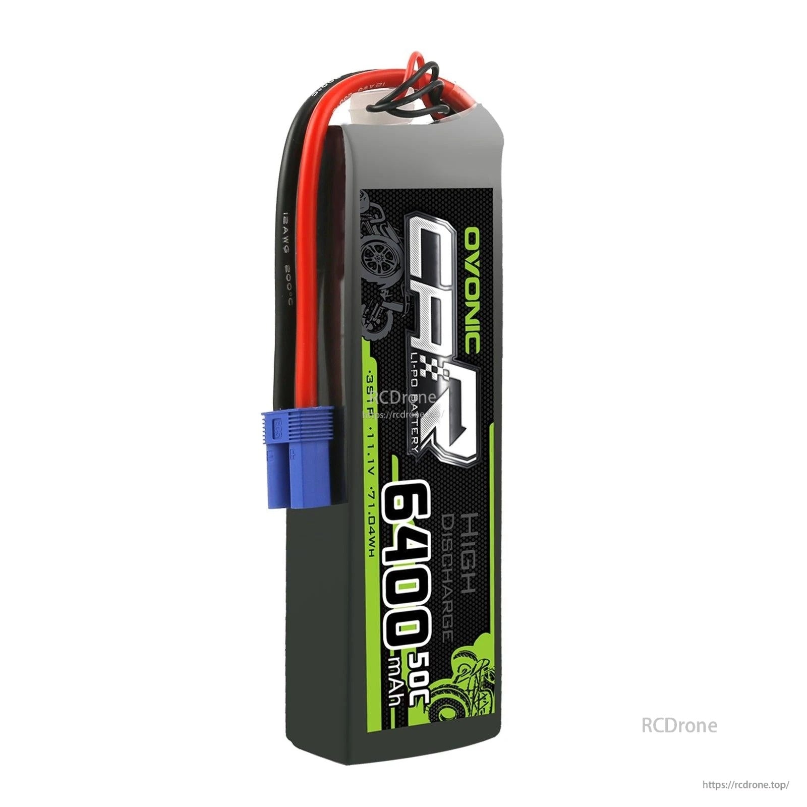 2× Ovonic Rebel 3S 6400mAh 11.1V LiPo battery pack for RC cars with EC5 plug and JST-XH balance lead