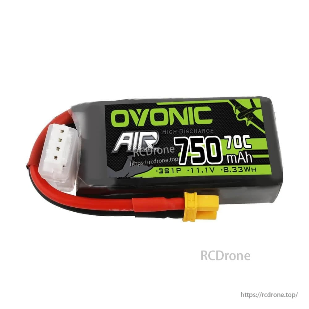 2× Ovonic 3S 750mAh 11.1V 70C LiPo battery pack with XT30 plug and JST‑XH balance lead