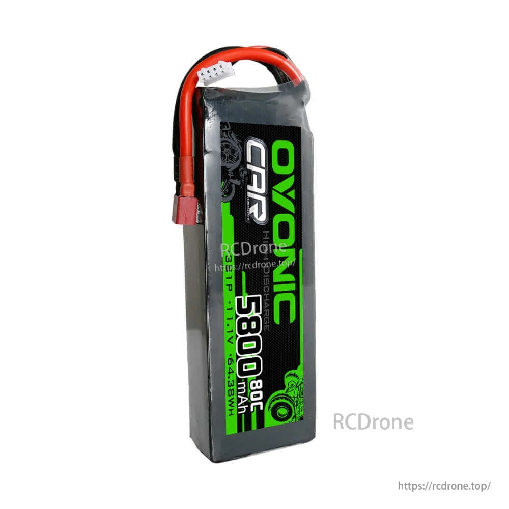 Single Ovonic 3S 11.1V 5800mAh 80C LiPo battery soft case with Deans T discharge connector and balance lead