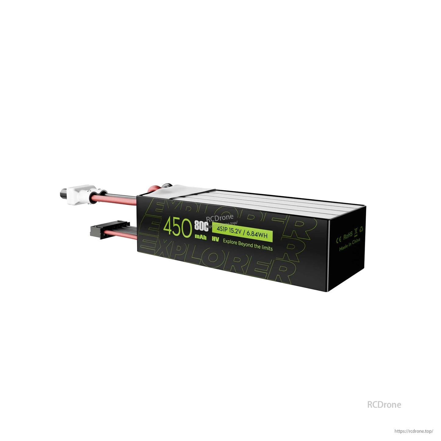 Flywoo Explorer 450mAh 4S LiHV FPV drone battery pack with XT30UP power lead and JST balance plug