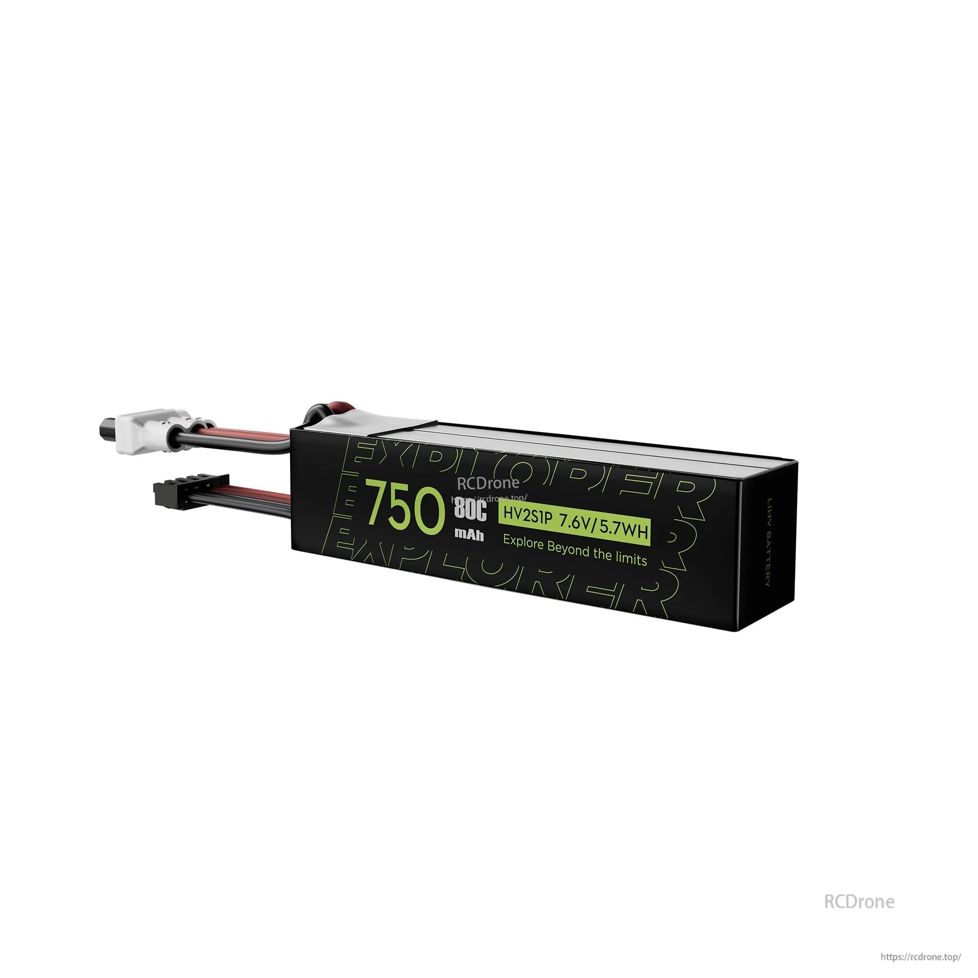 Flywoo Explorer 750mAh LiHV 2S 80C LiPo battery pack with XT30-style lead and balance connector