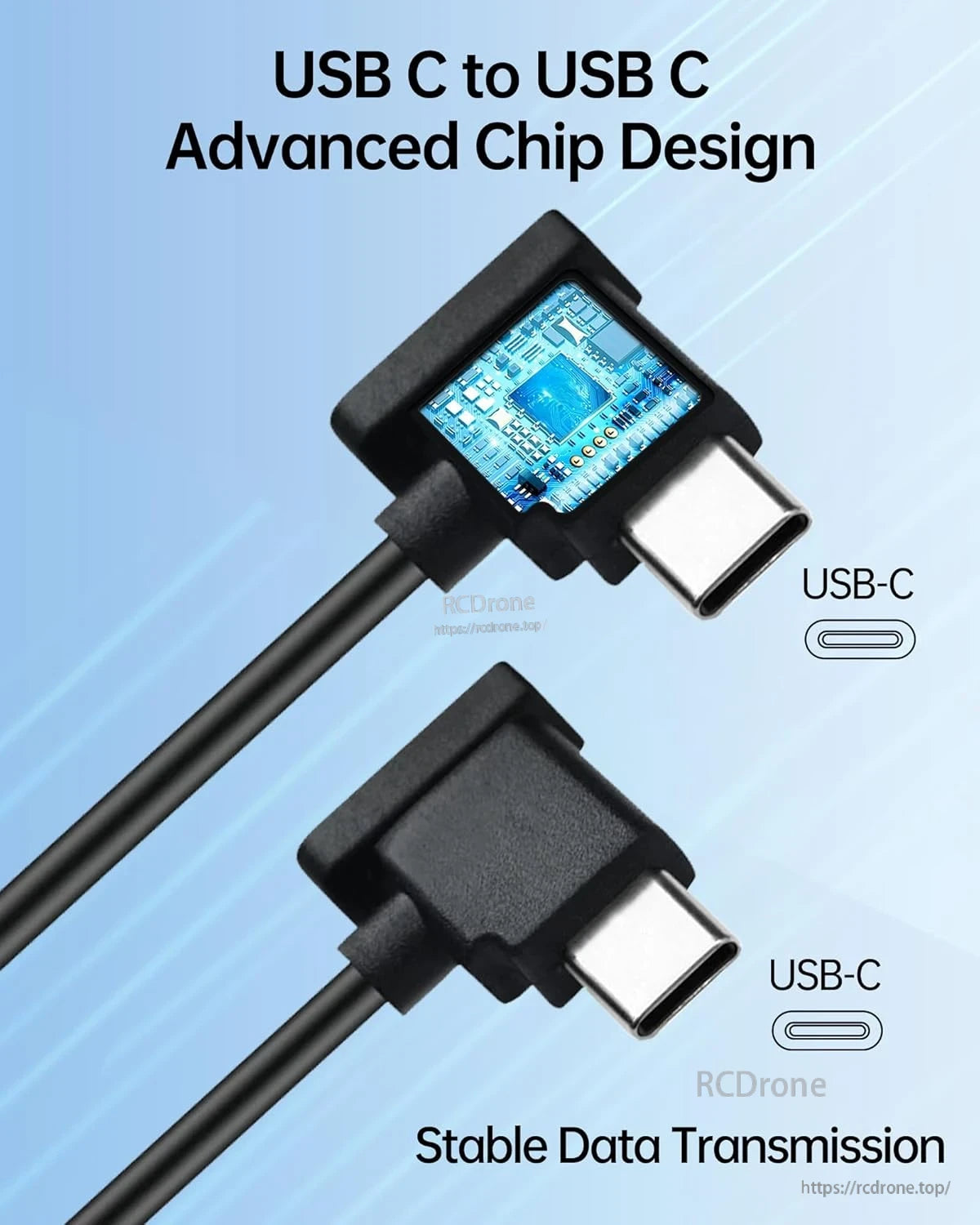 2PCS LKTOP Dual USB‑C RC Cable, USB-C to USB-C cable with advanced chip for stable data transmission.