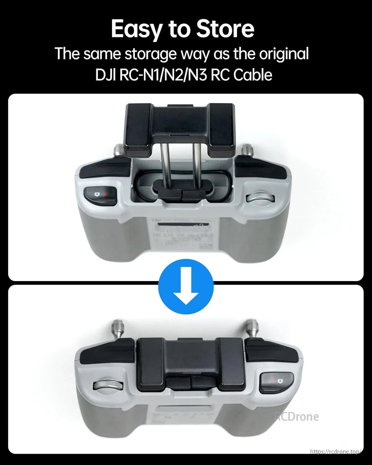 2PCS LKTOP Dual USB‑C RC Cable, Compact storage for DJI RC-N1/N2/N3 controllers using the original RC cable method.