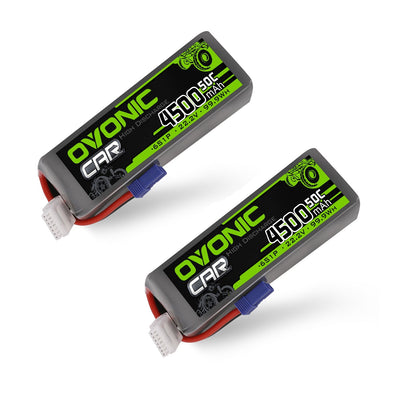 2× Ovonic 6S 4500mAh 22.2V 50C LiPo Battery pack set with blue EC5 plug and balance lead