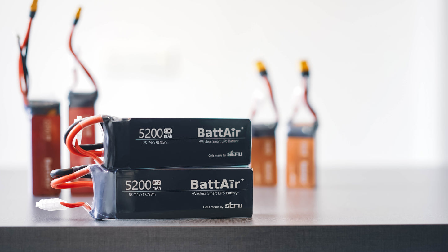ISDT BattAir 2S 5200mAh 80C Smart RC LiPo Battery, ISDT BattAir Smart Battery for RC Car, 2S 5200mAh 80C for RC Plane (1 Pack) ISDT