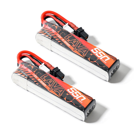 BetaFPV LAVA LiHV Battery 550mAh 2-pack with XT30 power lead and JST-XH balance connector