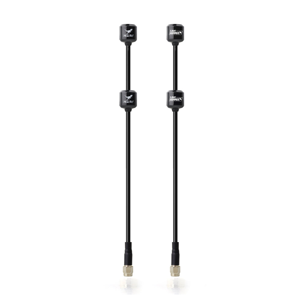 Pair of HGLRC 5.8G Hammer Dual Antennas shown side by side with different head markings