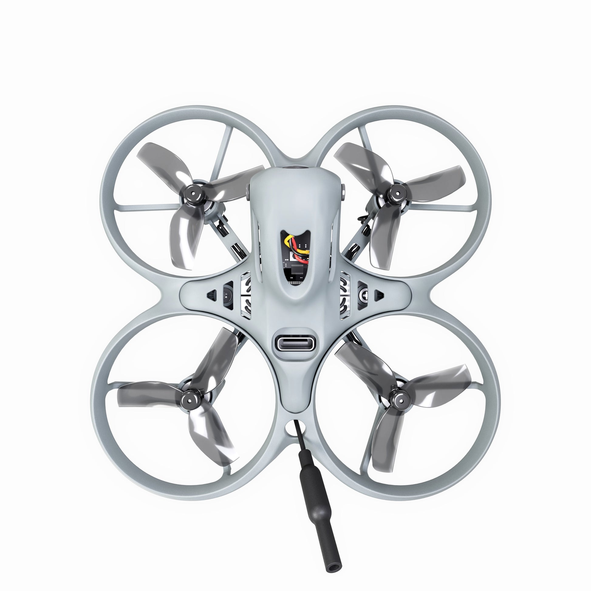 Top-down view of EMAX Tinyhawk Lite BNF FPV showing 4 ducted prop guards and rear antenna