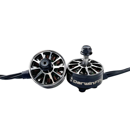 DarwinFPV 2807 1300KV brushless motor top and bottom views showing stator and bell design