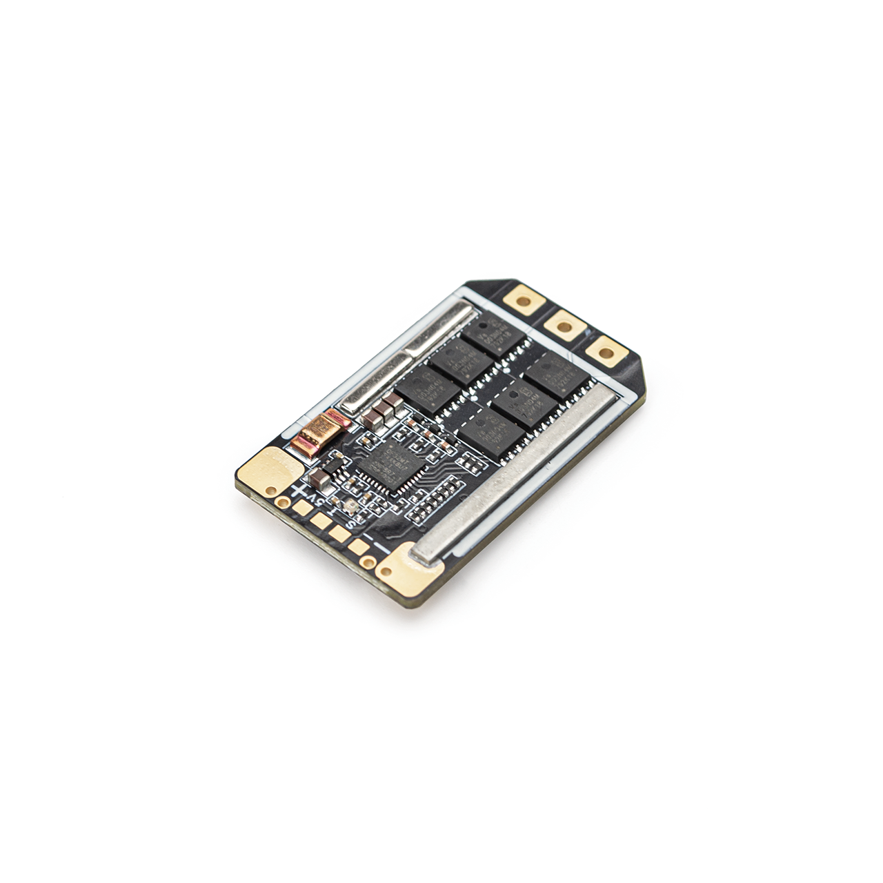 ESC underside at an angle, showing MOSFET layout and large side power rails