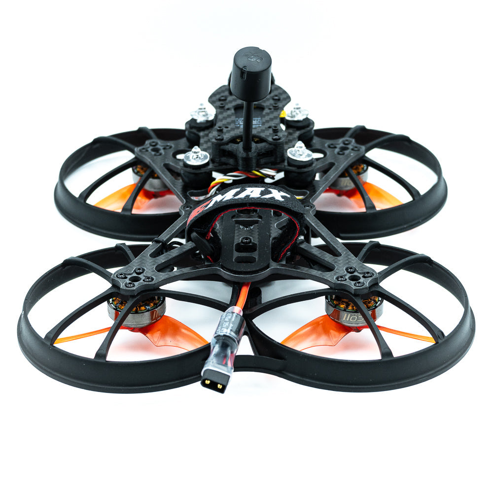 EMAX Cinehawk HD 3.5 Inch FPV rear angle showing battery strap and power lead connector