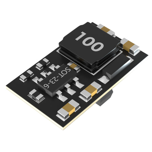 Flywoo 3.3V 1.5A BEC voltage regulator module on a small PCB with a large 100 inductor and SMD components